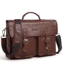 Деловой мужской портфель из натуральной кожи для ноутбука 1", модная мужская сумка через плечо для мужчин, водонепроницаемый однотонный Коричневый мужской портфель