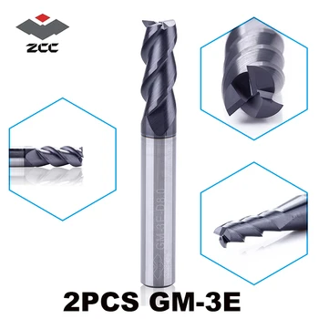 

2PCS/LOT ZCC.CT GM-3E tungsten steel 3 flute square head coated end mill cutting tools for metal machining profile HRC45