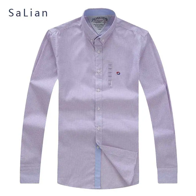 Popular Pink Plaid Shirt Men-Buy Cheap Pink Plaid Shirt Men Lots SaLian Men's Brand with high quality cotton fabric long-sleeved shirt blue pink Plaid Shirt Casual Social Plus Size M-3XL - Popular Pink Plaid Shirt Men-Buy Cheap Pink Plaid Shirt Men Lots