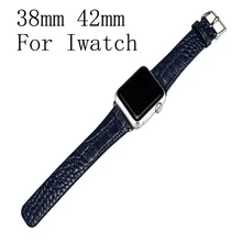 Original zurriago del cuero genuino correa Dark Blue 42 mm 38 mm Wartch banda para Apple iWatch con conector adaptador