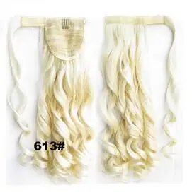 JOY& BEAUTY, высокотемпературное волокно, 22 дюйма/55 см, синтетические волосы, длинные волнистые, женские, самоадгезионные ленты, обертывание на конские хвосты - Цвет: #613