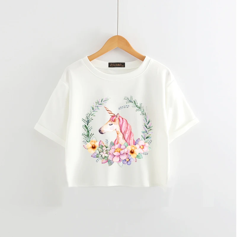 2018-autumn-women-s-wreath-Unicorn-T-shirt-Harajuku-Street-breeze-tees-short-cartoon-style-90 (1)