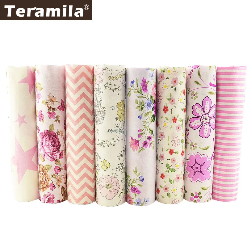 Teramila 8 шт. хлопковая ткань розовая серия швейный Материал текстиль жир четверть пучок метр саржа DIY лоскутное Telas Текстиль