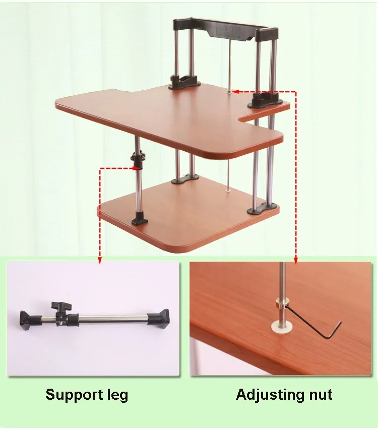 Sit/Stand стол стояк регулируемая высота легкий стоящий ноутбук стол/стойка-держатель для монитора с Keybaord лоток DLJ02