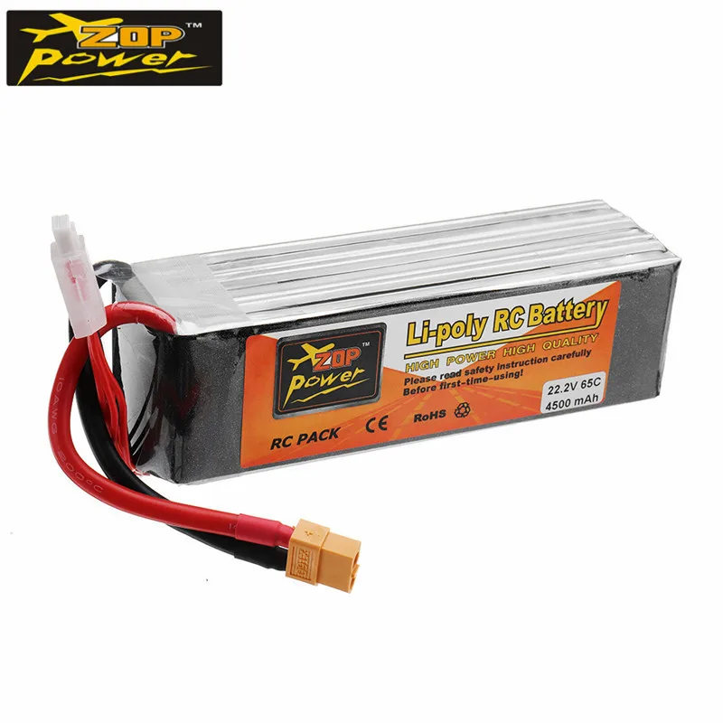 

ZOP POWER 22.2V 4500mAh 65C 6S Rechargeable Lipo Battery With XT60 Plug For RC Models DIY Multicopter Frame Spare Parts Accs