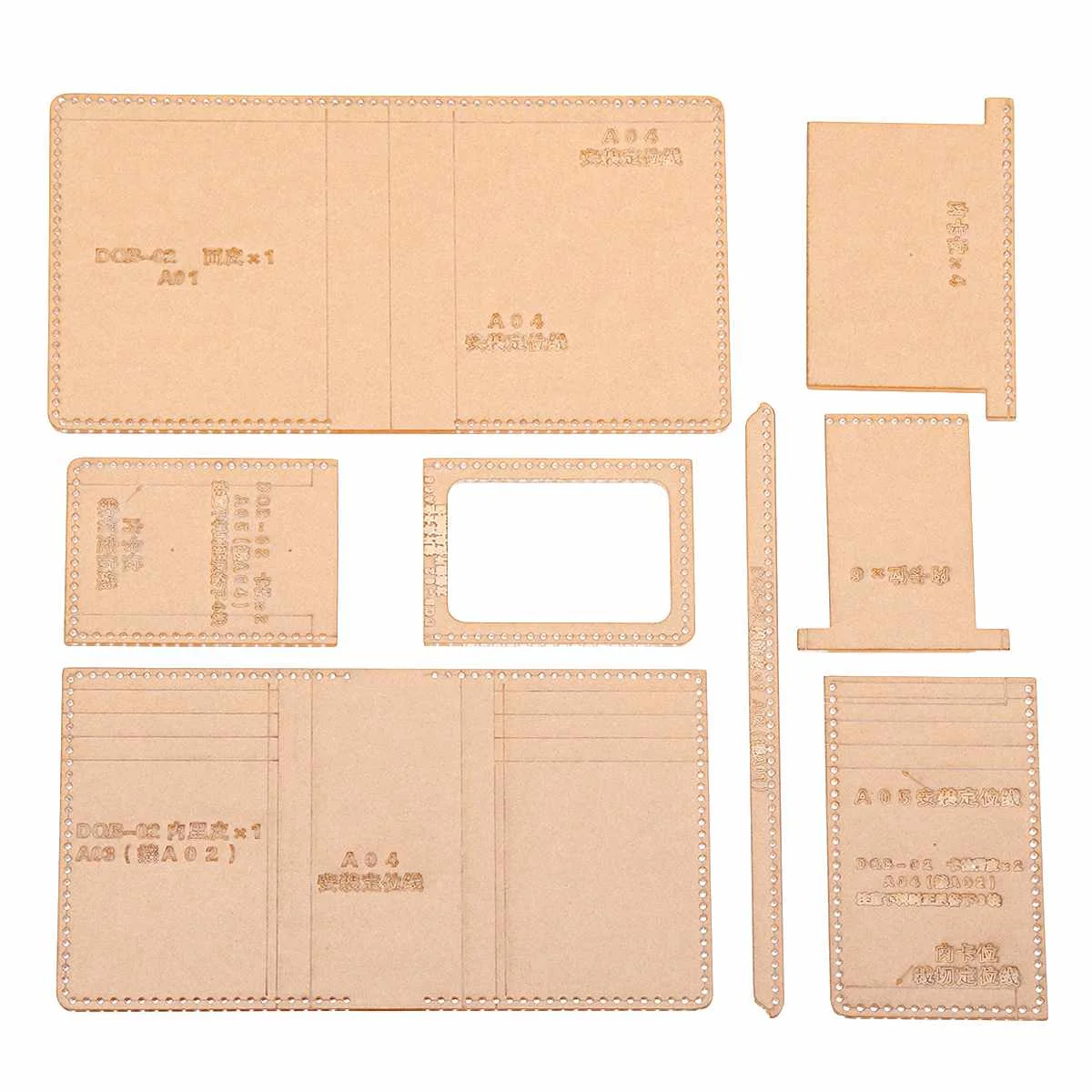 

New 8pcs 1 Set Leather Craft Acrylic Short Wallet Pattern Stencil Template Tool DIY Wallet Leathercraft Tool Sets