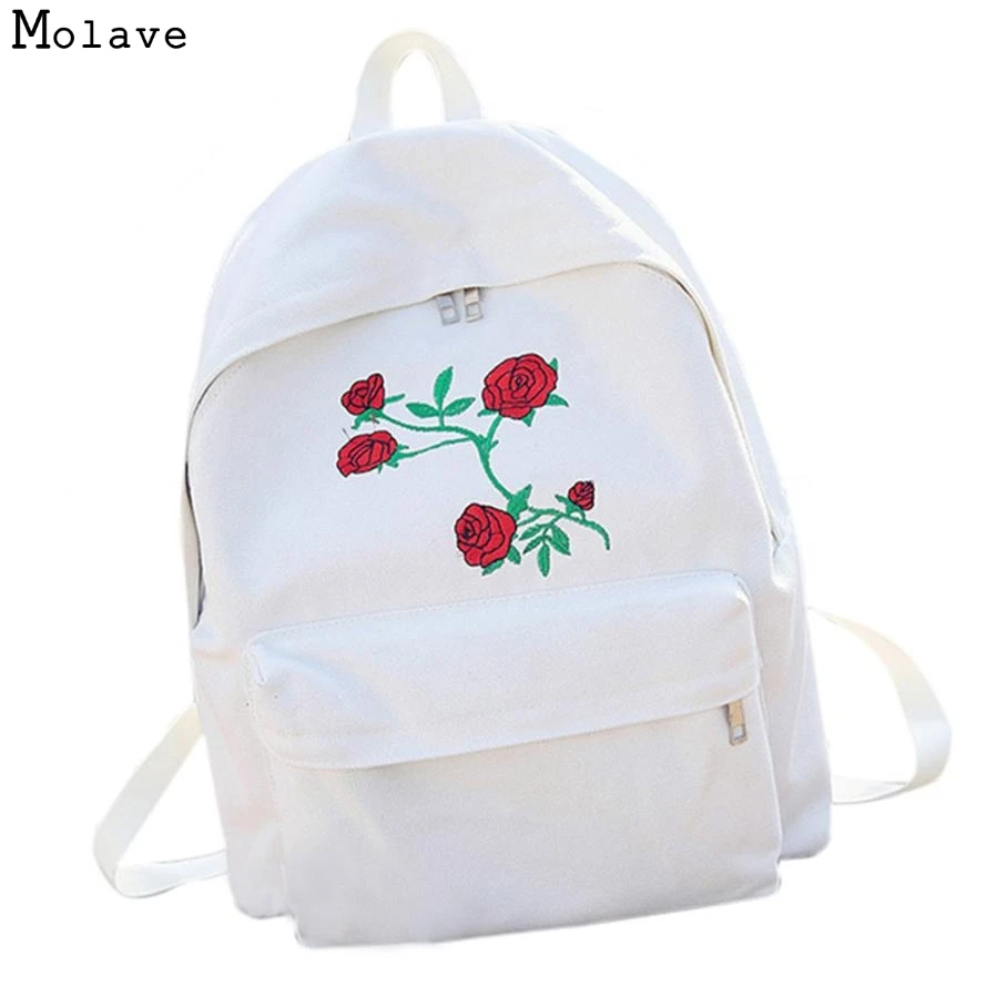 

Naivety 2017 Women Backpack Rose Flower Embroidery Canvas Bag Travel Rucksack Shoulder Bags 30S7503 drop shipping