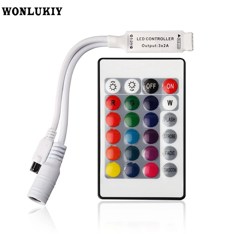 

DC12V RGB LED Controller Mini 24Key IR Remote Controller For 3528 5050 RGB LED Strip Light LED Tape Controller