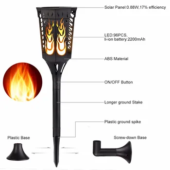 

Waterproof Solar Flame Light solar Sensor Lawn Lamp LED Flame Lamps Dancing Flickering Lights for Garden Yard Wedding Outdoor