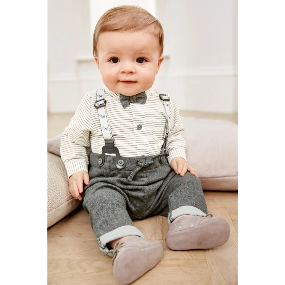 

Hurave 2019 Spring & Autumn Fashion infant clothing Baby Suit Baby Boys Clothes Gentleman Bow Tie Shirt + pants Baby Set