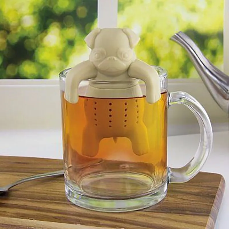 

Pug Silicone Tea Infuser Dog Filter Diffuser Portable Reusable Spice Loose Leaf Herbal Strainer Tea Bag Tool Drop Ship tea ball