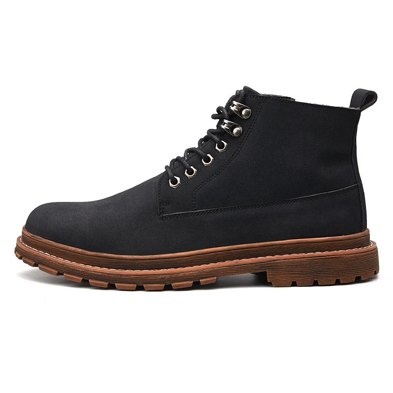 

Spring And Autumn Men Leather Shoes Simple Style Fashion High-Top Ankle Shoes Men'S Comfortable Lace Up Solid Color Shoe k5