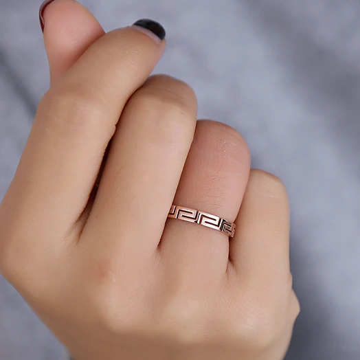 New Arrival Rose Gold color Titanium Steel Hollow Out Design Depth Women 3 mm Ch New Arrival Rose Gold color Titanium Steel Hollow Out Design Depth Women 3 mm Ch