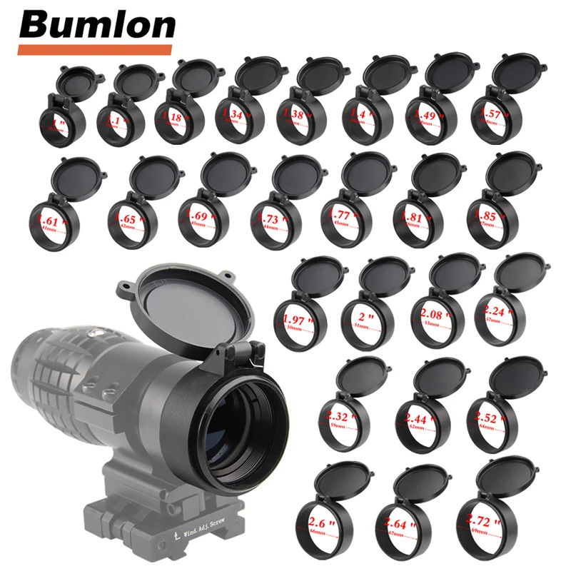 1 Piece 25.4-69MM Rifle Scope Lens Cover Flip Up Quick Spring Protection Cap Objective Lense Lid Hunting Gun Caliber HT37-0043