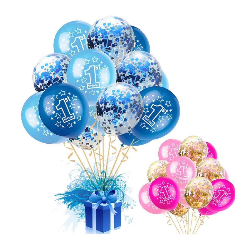С Днем Рождения годовалого детский день рождения украшенный конфетти воздушные шары вечерние любовь вечерние шары 15 шт