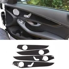 4 шт. углеродное волокно ABS Внутренняя дверь декоративная панель Крышка для Mercedes Benz C Класс W205 C180- автомобильные аксессуары