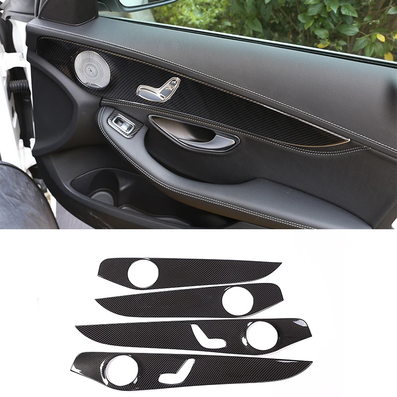 4Pcs Carbon Fiber ABS Innen Tür Dekoration Panel Abdeckung Trimmt Für Mercedes Benz C Klasse W205 C180 2015 2018 auto Zubehör|Innenformteile| -