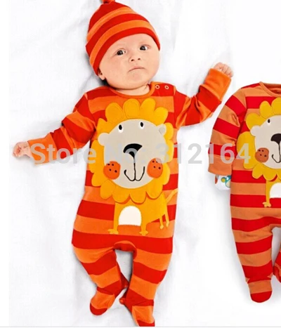 

[Bosudhsou] YL-55 Children Clothing Baby Girls Boys Animal Ropmer Long Sleeve Bodysuit +Hat,2pcs Baby Sets, Baby Spring Bodysuit