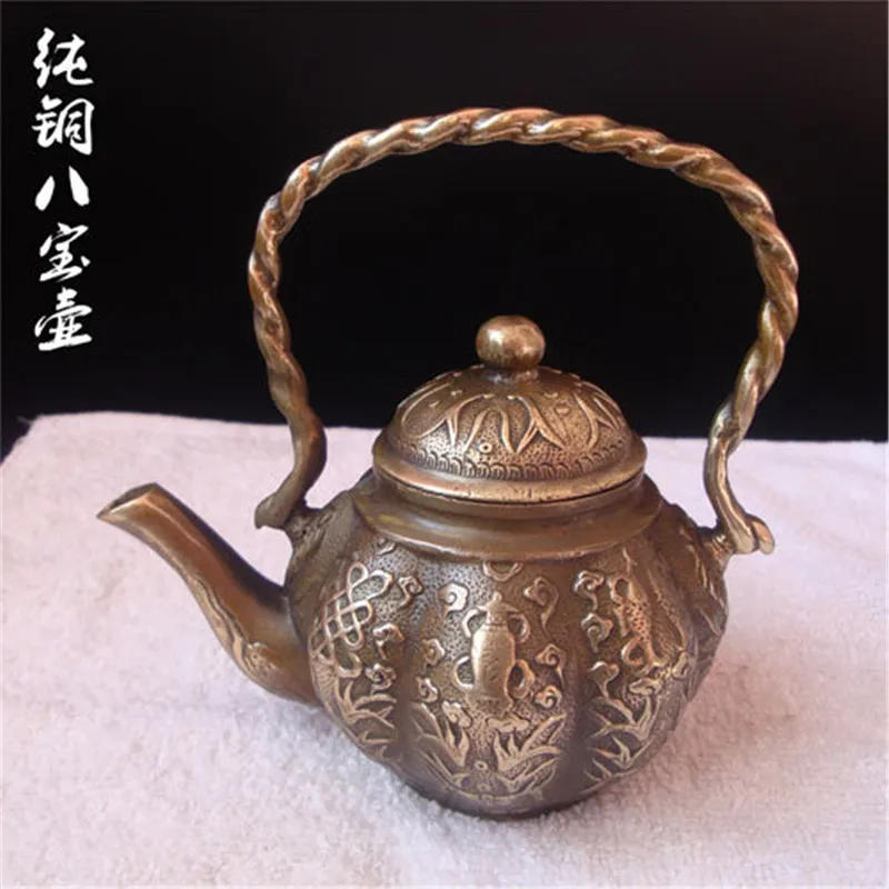 antique antiques chinese copper Carve Teapotin Statues & Sculptures