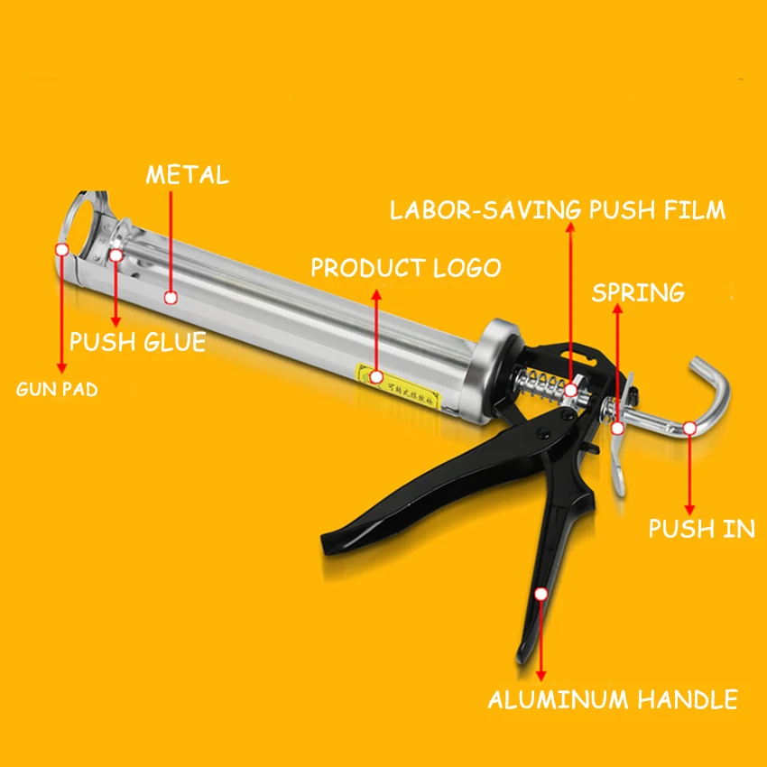 Корпус из алюминиевого сплава, вращающийся монтажный пистолет, прочный пистолет, стеклянный клеевой пистолет, клейкий герметик, пистолет, бытовой инструмент для заделки стыков