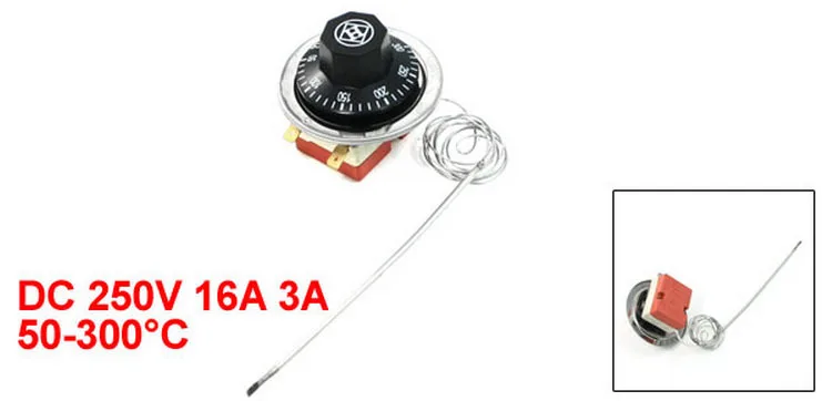 

50-300C Degree Adjustable Dial Temperature Controller Switch 250VDC 16A 3A 2pcs