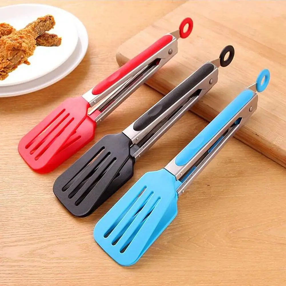 Barbecue Tools Salad Serving BBQ Tongs Non-Stick Silicone Stainless Steel