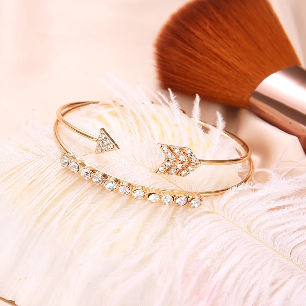 2-unids-set-pulsera-brazalete-Vintage-brazaletes-para-las-mujeres-de-Color-oro-abierto-flecha-anudada (1)