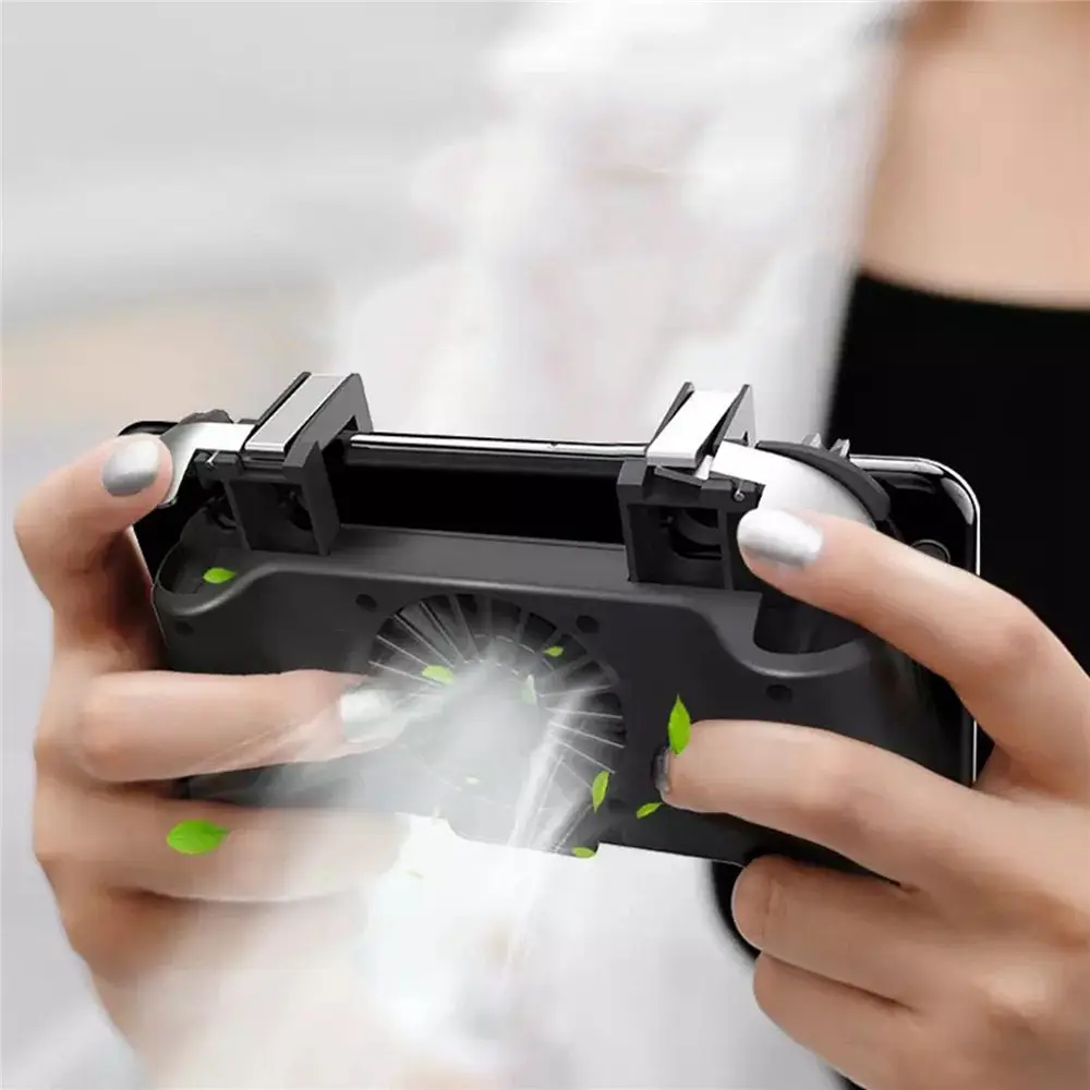  Rechargeable Mobile Phone Cooler Fan & game trigger for iphone gamepad joystick l1r1 shooter aim pu