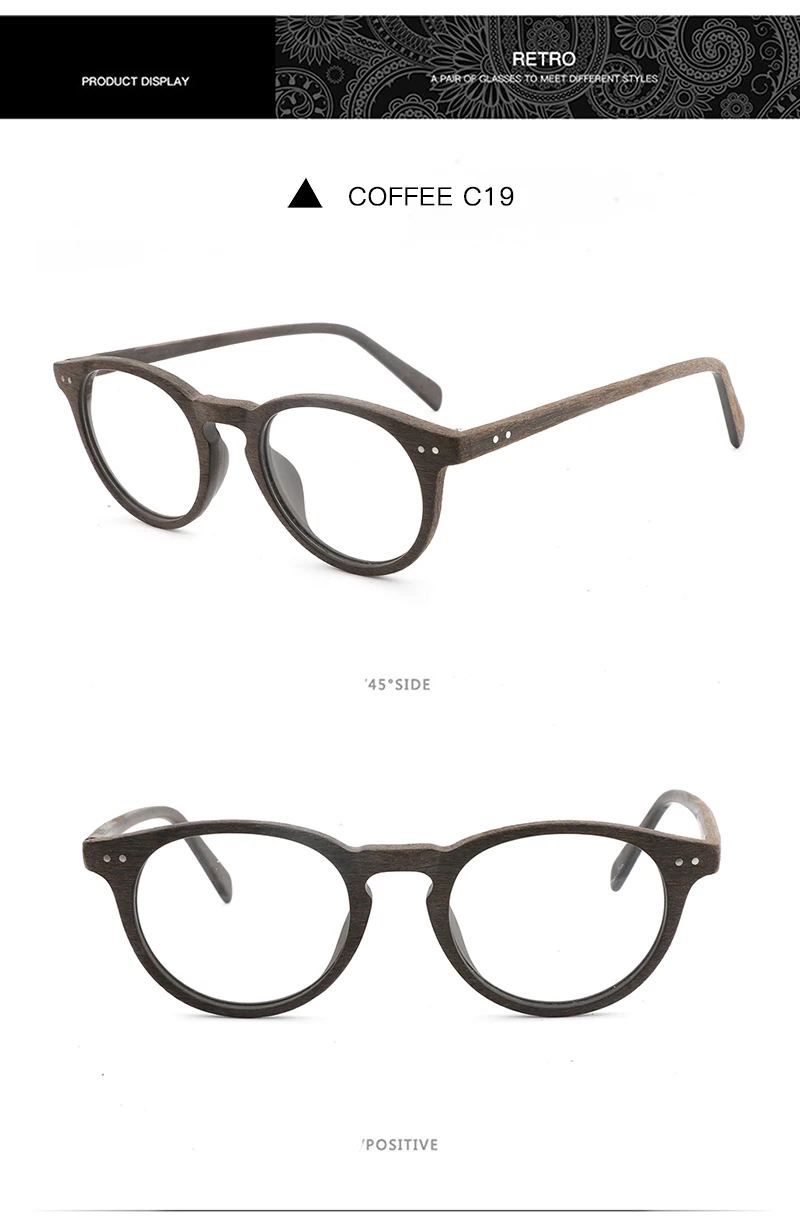 QianJing мужские оправы для очков деревянные круглые очки Ретро рамка для женщин деревянные очки Оптические обычные очки с прозрачными линзами