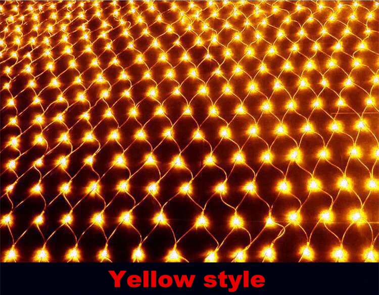 Noel 1,5 м x 1,5 м 96 Светодиодный s ac220в светодиодный сетчатый Сказочный светильник для украшения рождественской вечеринки свадьбы внутреннего наружного украшения, W - Цвет: Цвет: желтый