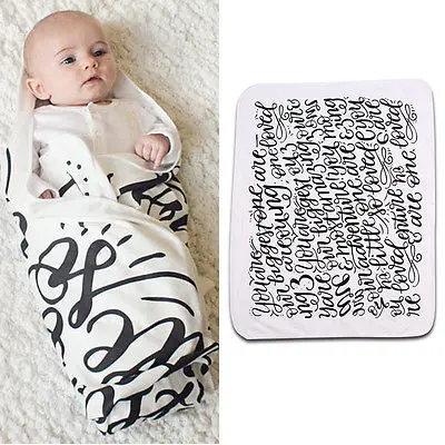 Новорожденный мальчик для пеленания девочек Хлопковое одеяло для сна сумка 0-24 м дети буквы печати постельное белье пеленка одежда