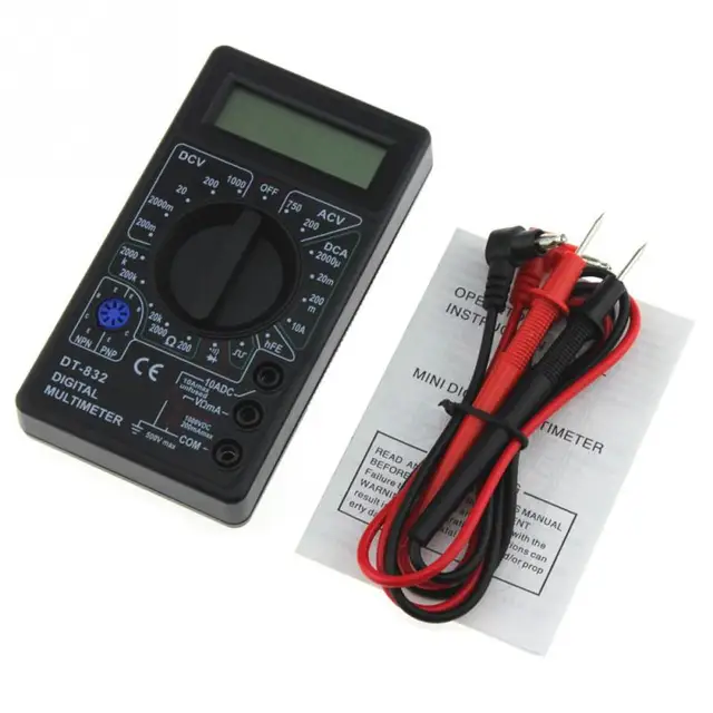Professional DT832 Digital Multimeter LCD DC AC Voltmeter Ammeter Ohm Tester AC/DC Voltage Digital Ampere Meter Test