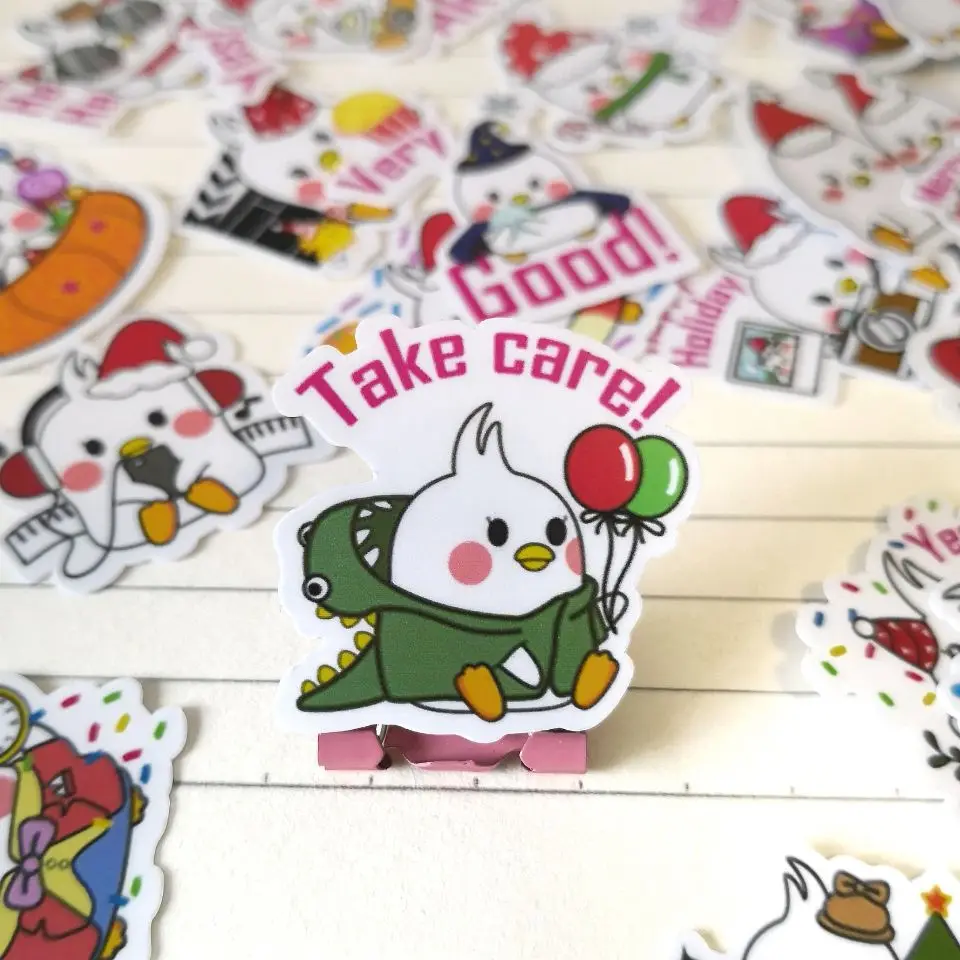 20/40pcs Cute Cartoon Baby Chicken Laptop Suitcase Bicycle Guitar Skateboard Children's Toys Randomly Not Repeat | Канцтовары для