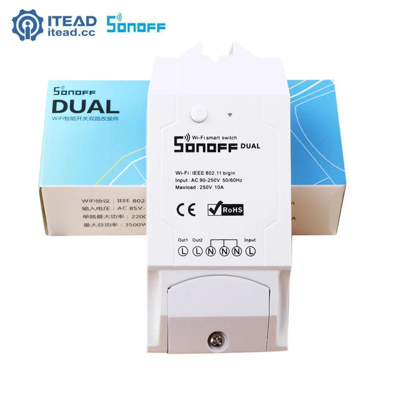 

Sonoff Dual 2 Channel Wifi Smart Switch,Wireless Remote Control Timer Switch APP Contro lfor Smart Home Automation DIY ewelink