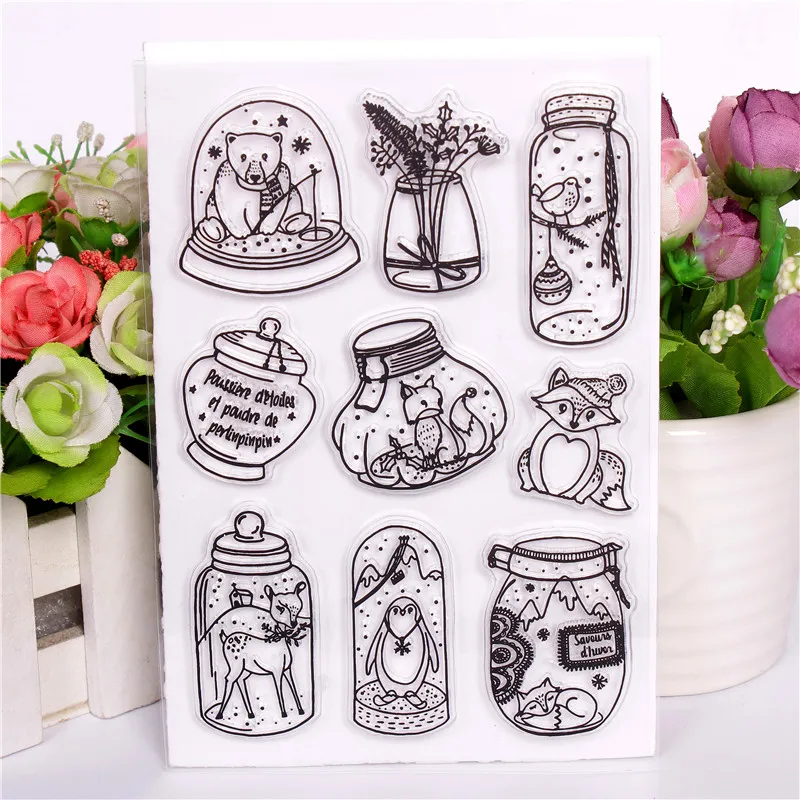 

Bottle Transparent Clear Stamps for DIY Scrapbooking/Card Making/Kids Christmas Fun Decoration Supplies