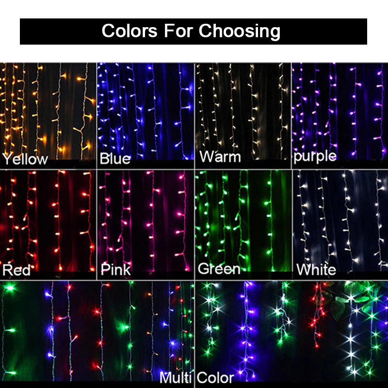 JULELYS 10M x 3M 1000 Bulbs Christmas LED Curtain String Lights Decorations For Wedding Garland Light Holiday Party Garden Decor JULELYS 10M x 3M 1000 Bulbs Christmas LED Curtain String Lights Decorations For Wedding Garland Light Holiday Party Garden Decor