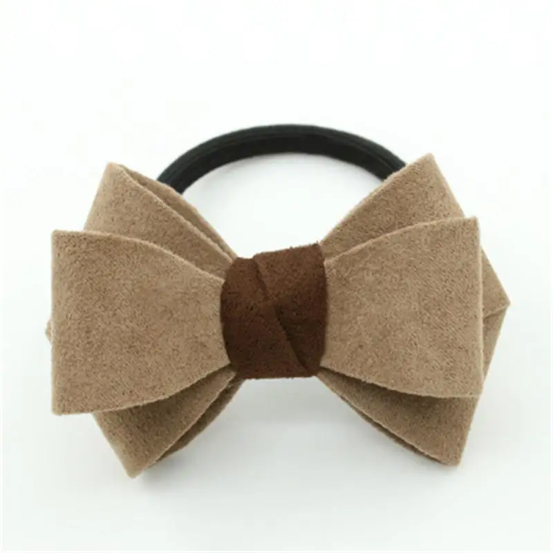 

New Europe Korean Style Girls Solid Color Elastic Hair Rope Tie Big Bow Dot Rubber Ponytail Scrunchy Hair Accessories