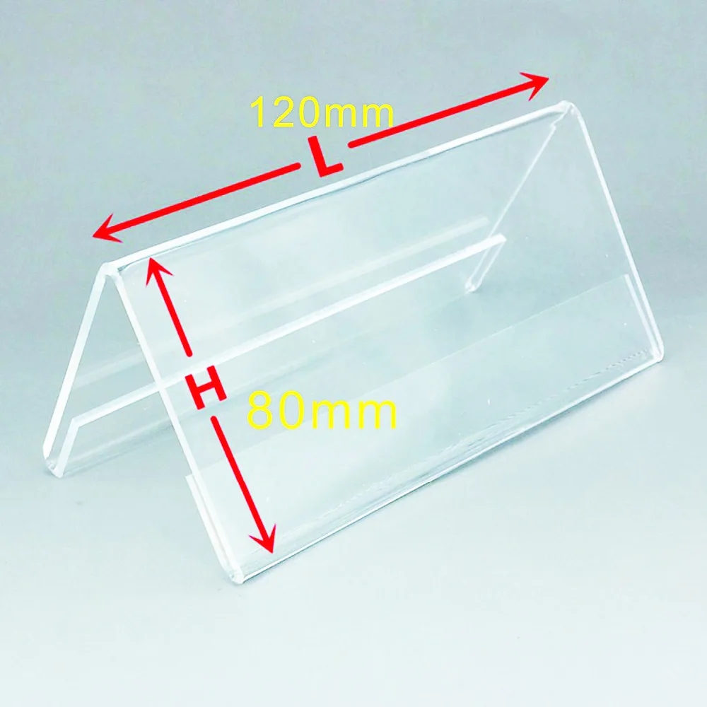 XRHYY 5 Pcs Clear Acrylic Two-Sided Nameplate, V-Shaped Office Desktop Sign Display Stand Price Name Business Card Label Stand