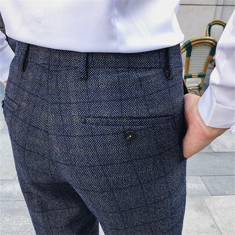 men dress pants Business Casual mens plaid pants Asia size 29 30 31 32 33 34 35 men trousers