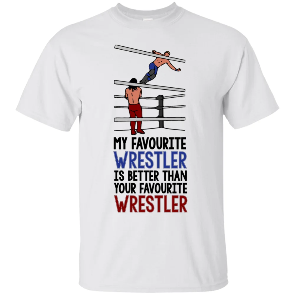 بلدي المفضل مصارع هو أفضل من المفضل مضحك حلقة Wrestlings التي شيرت الرجال عارضة س الرقبة قميص قمزة
