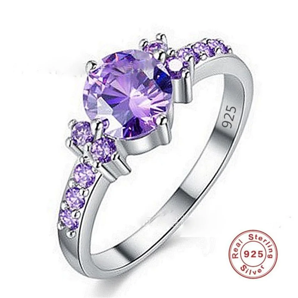 2019 YKNRBPH Mosaic Purple Crystal Stone Wedding Rings