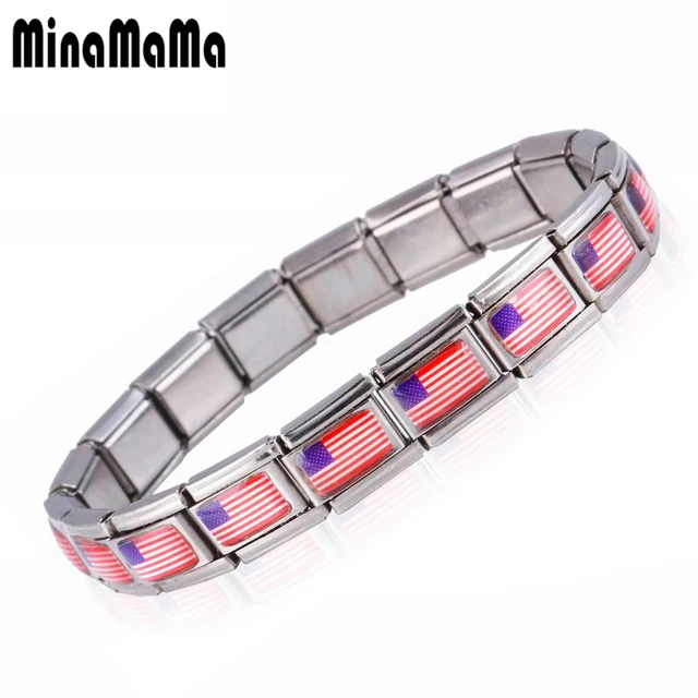 Aliexpress New Design Simple Stainless Steel Bracelets New Design Simple Stainless Steel Bracelets American Flag Bangle For Uni Fashion Jewelry