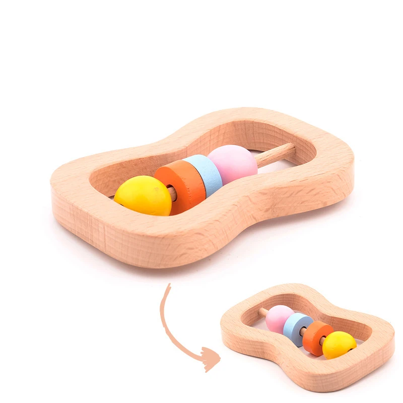 Деревянные детские игрушки-погремушки детская кровать ручной Колокольчик погремушка игрушка красочный колокольчик музыкальный образовательный инструмент для малышей погремушки игрушки подарки - Цвет: Curved hand grab