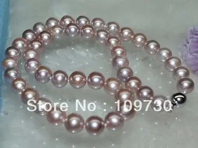 

Jewelry 001477 Stunning 8.5-9mm round purple freshwater pearl necklace