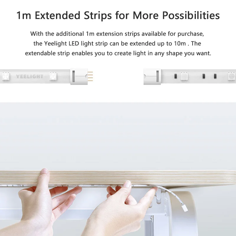  Xiaomi Yeelight Smart Light Strip PLUS 1m Extendable LED RGB Color Strip Lights Work Alexa Google A - 33022536122