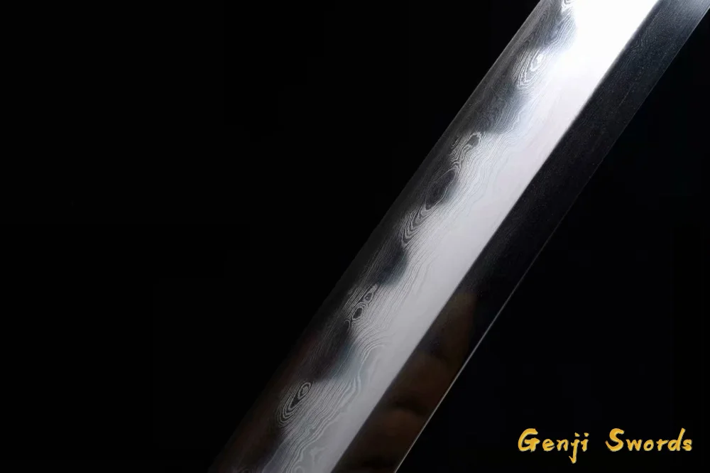 Japanese Katana Manual Grinding Damascus Folded Steel Clay-Tempered Samurai Sword Saber Tachi