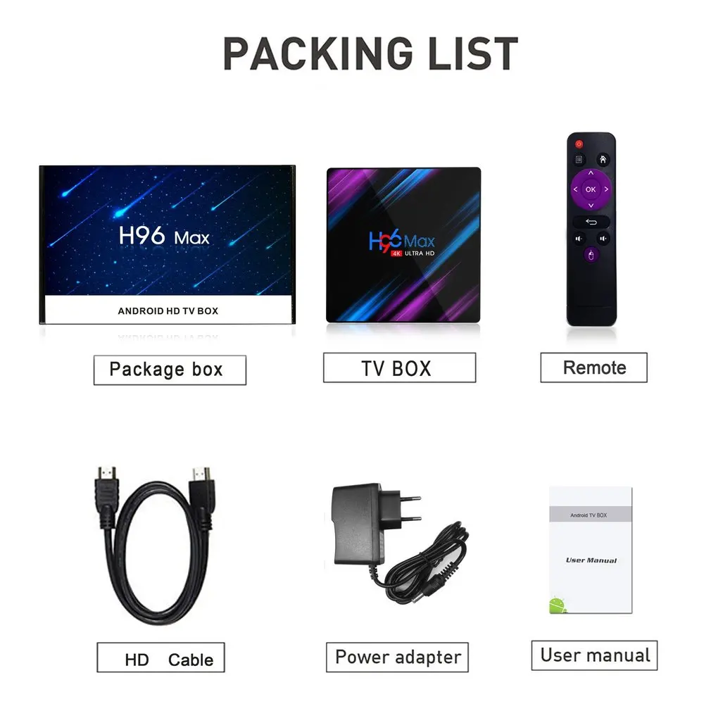 Android 9.0 TV Box H96 Max Rockchip RK3318 4K Smart TV Box 2.4G&5G Wifi BT4.0 H96Max 4GB 64GB Media Player Android Set Top Box