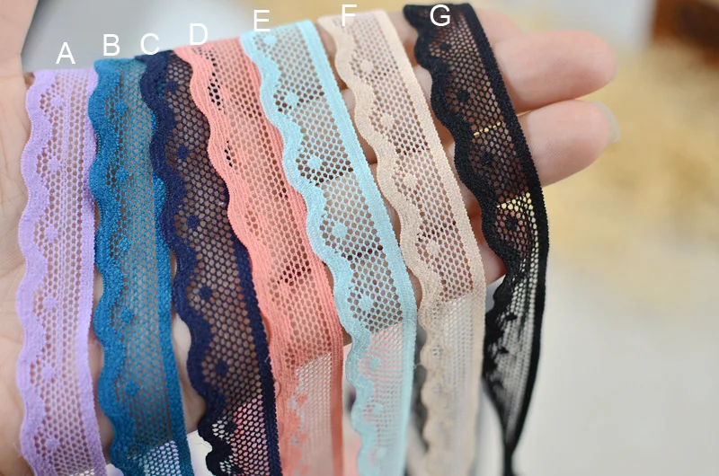 30 meter/lot 1.5cm 0.59" width pink/blue stretch elastic mesh fabric