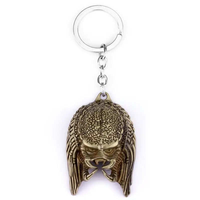 

Wholesale Movie AVP Alien Key Chain Predator The head 3D Alloy Keyring Key Holder For Men Accessories