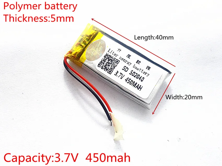 3,7 в 450 мАч 502040 литий-полимерная LiPo аккумуляторная батарея ионные ячейки для Mp3 Mp4 Mp5 DIY PAD DVD электронная книга bluetooth гарнитура